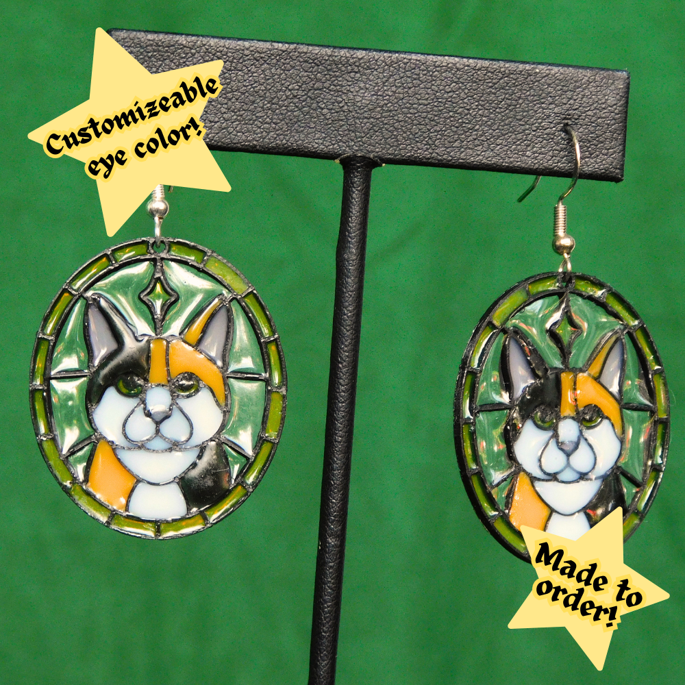 Calico - Cat 'Stained Glass' Earrings