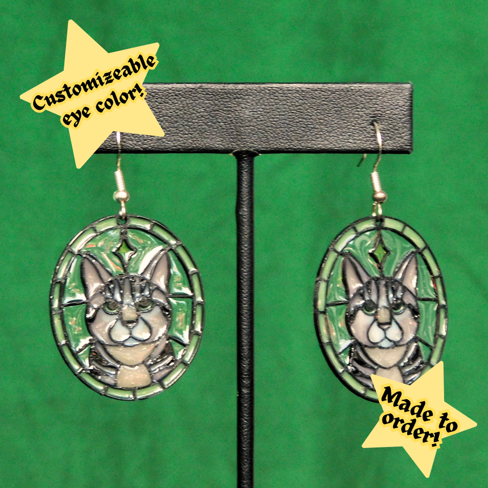Tabby - Cat 'Stained Glass' Earrings