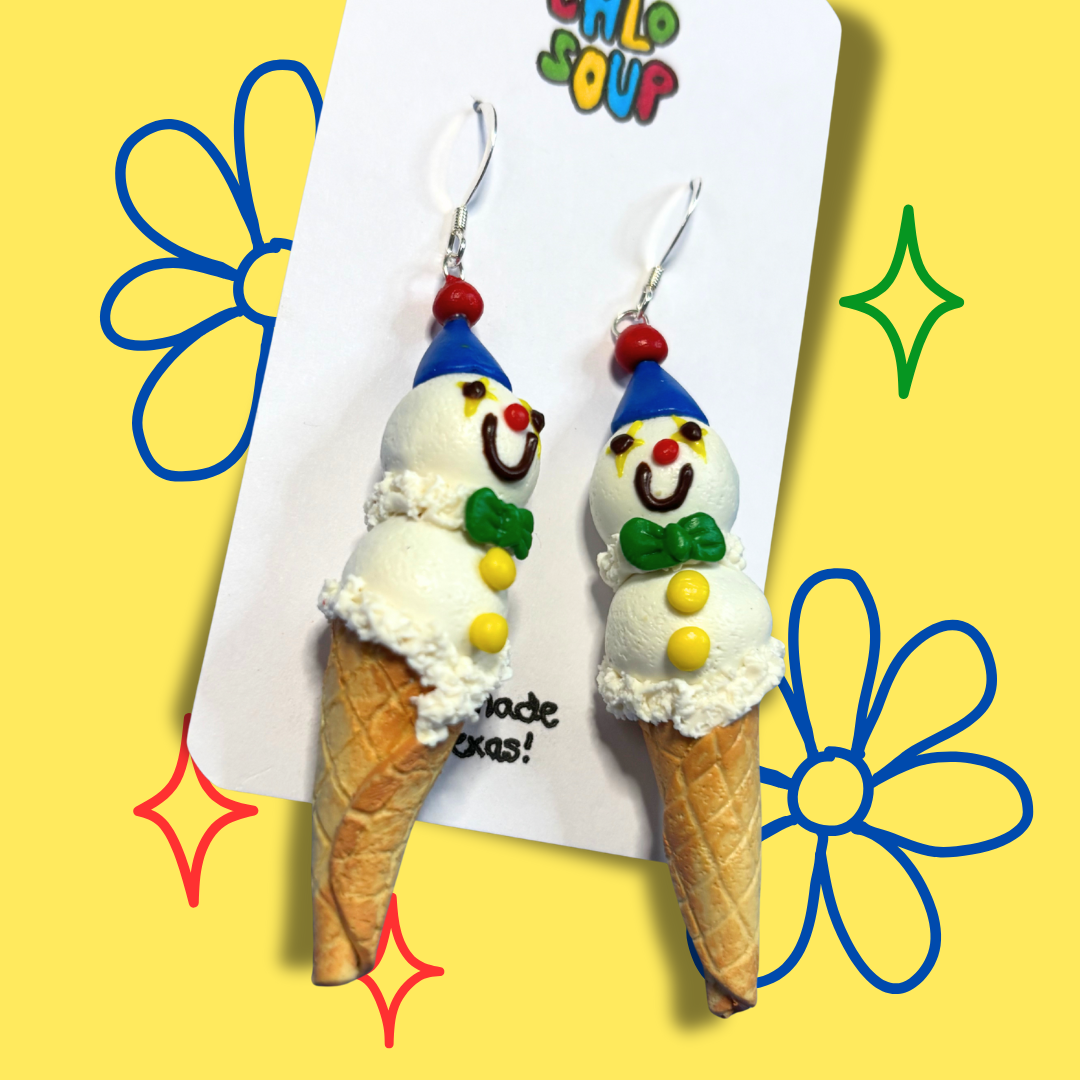 Cute Clown Ice Cream Earrings
