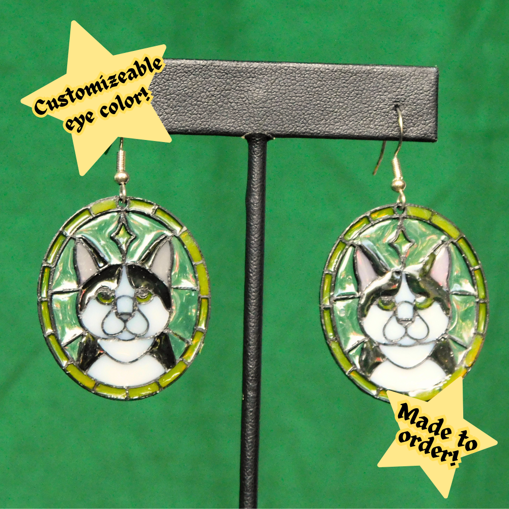 Black and White - Cat 'Stained Glass' Earrings
