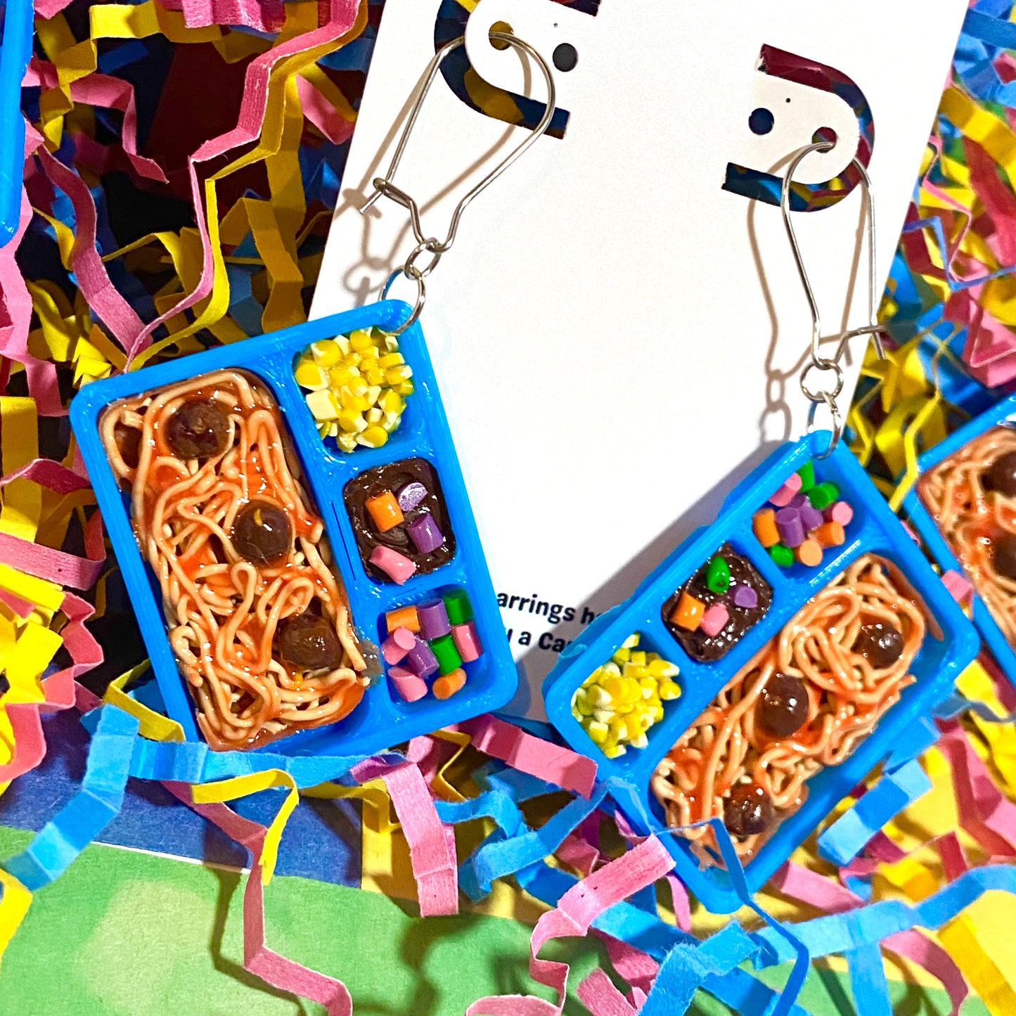3D Printed Spaghetti Kids Cuisine Tray Earrings
