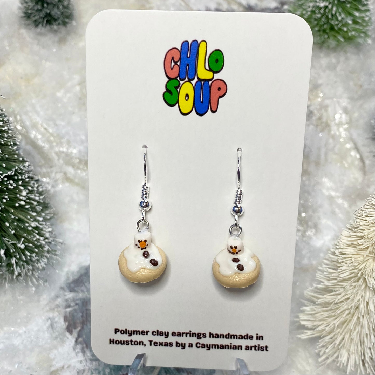 Mini Melted Snowman Cookie Earrings