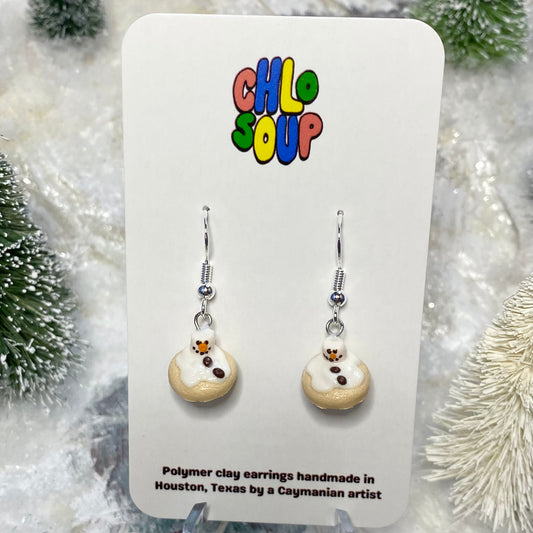 Mini Melted Snowman Cookie Earrings