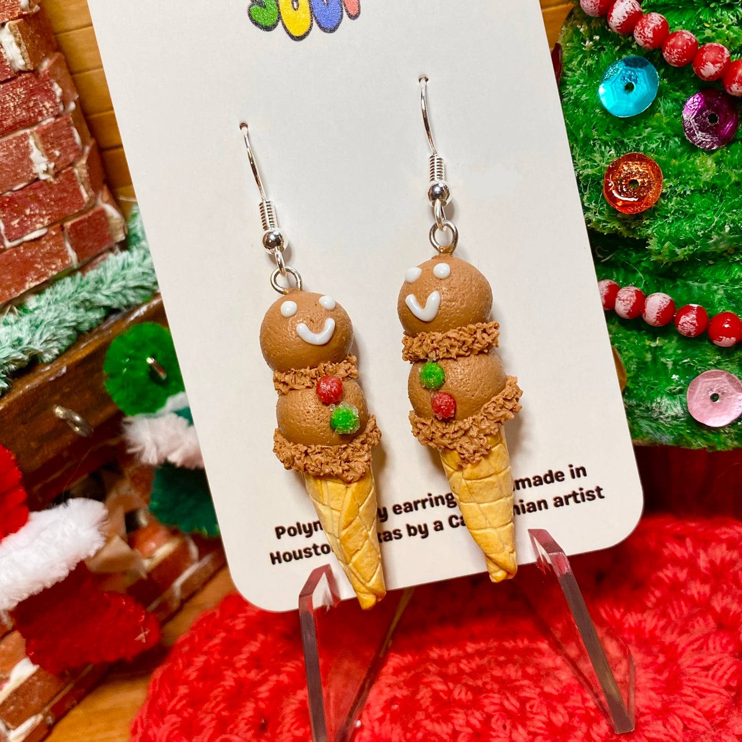 Gingerbread Ice Cream Earrings