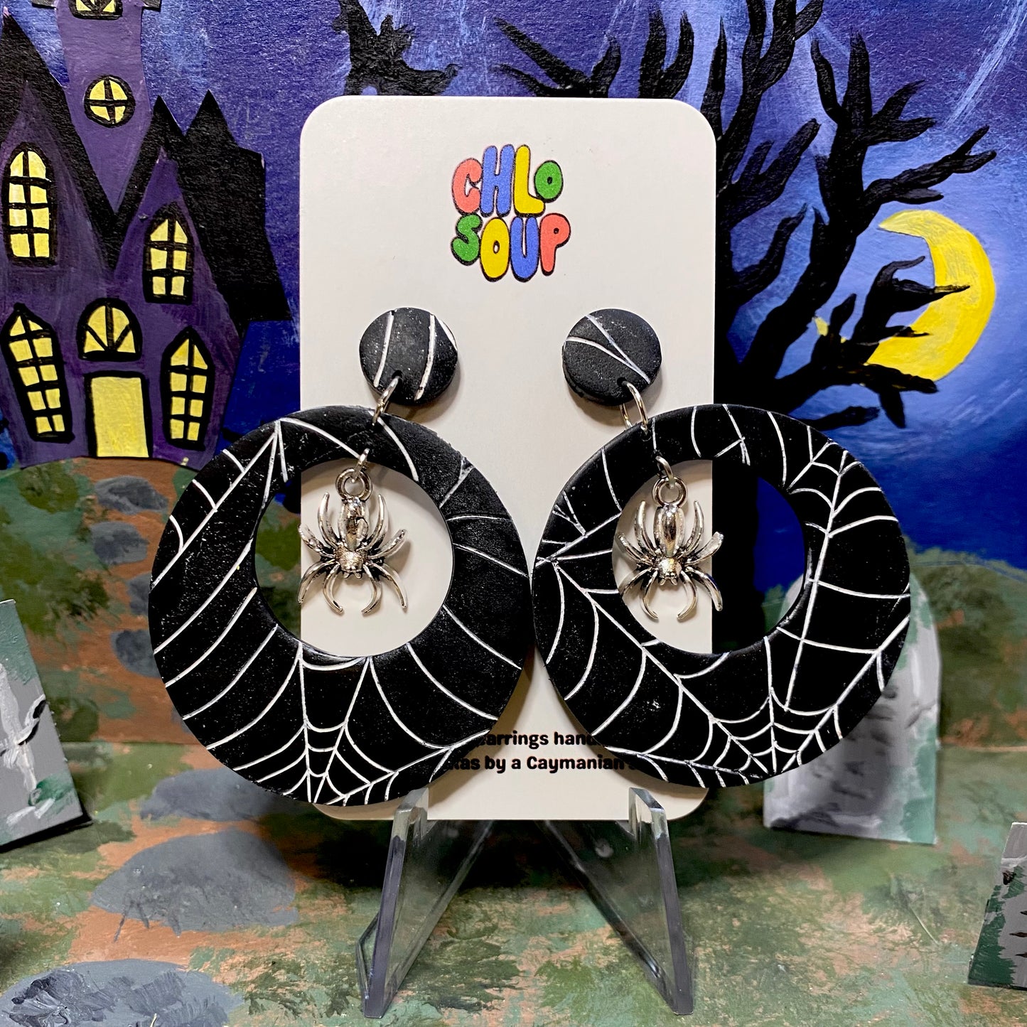 White Spiderweb Hoops