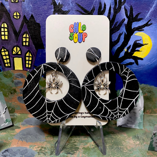 White Spiderweb Hoops