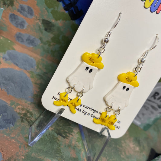 Yellow Dancing Cowboy Ghost Earrings