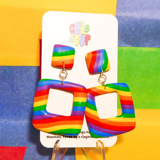 Square Rainbow Slab Earrings