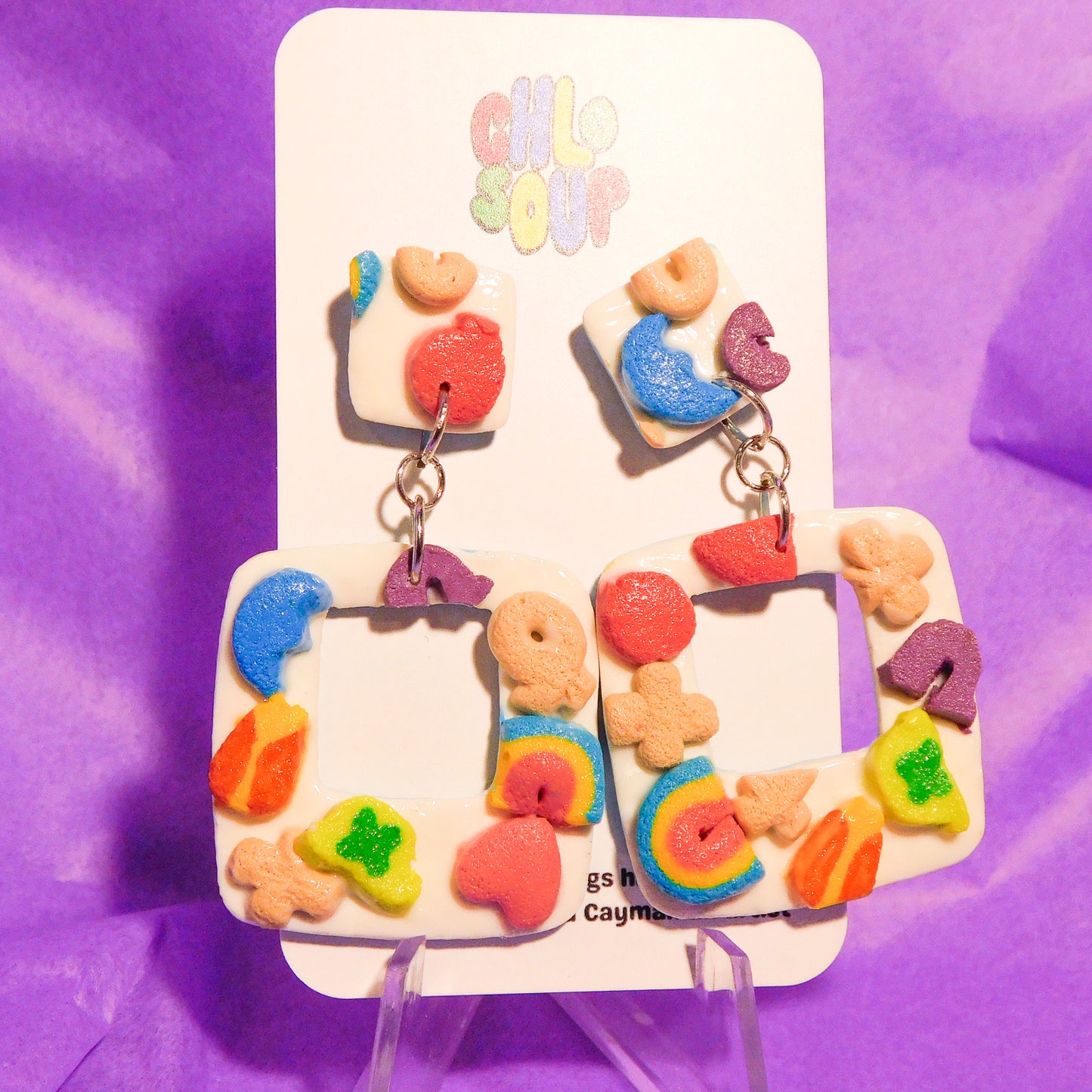 Square Lucky Charms Slab Earrings