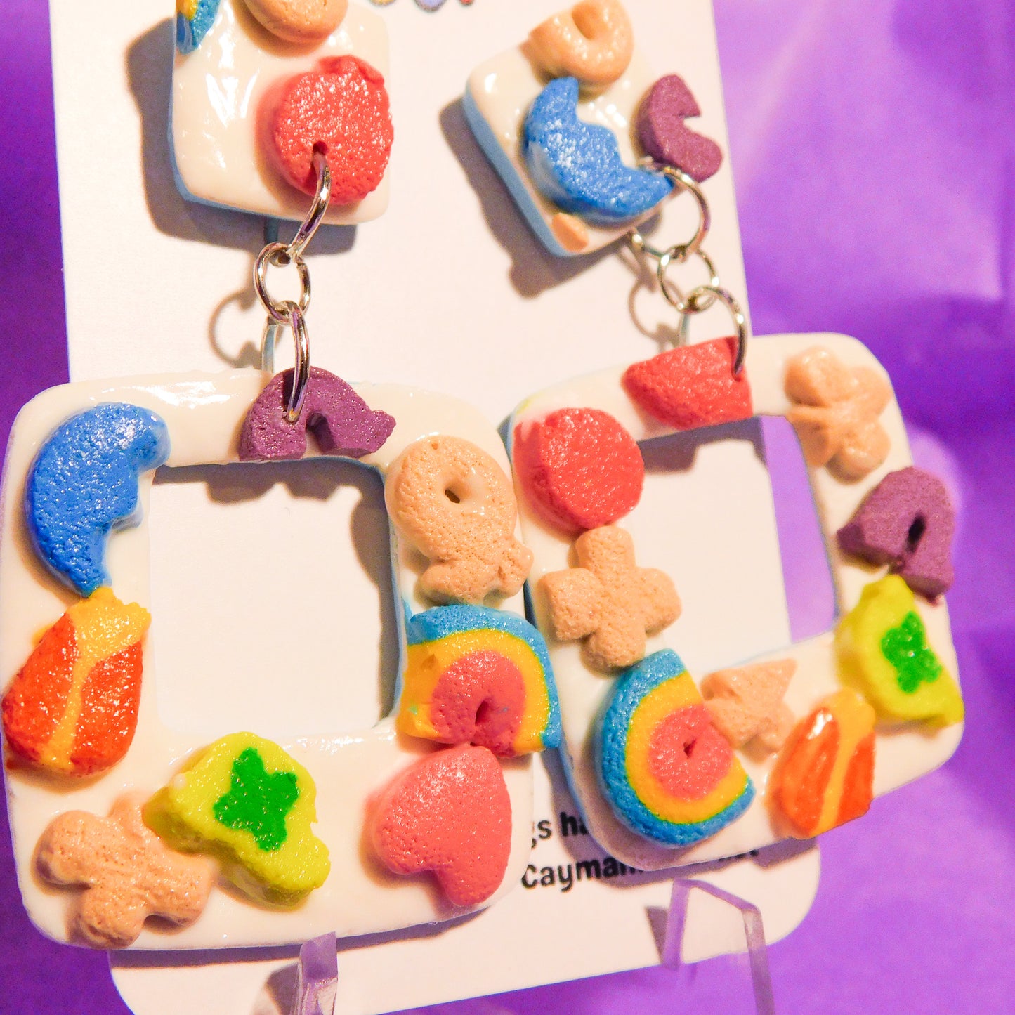 Square Lucky Charms Slab Earrings