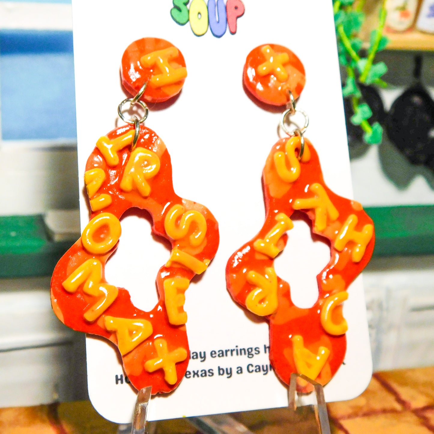 Asymmetrical Squiggle Alphabet Soup Slab Earrings