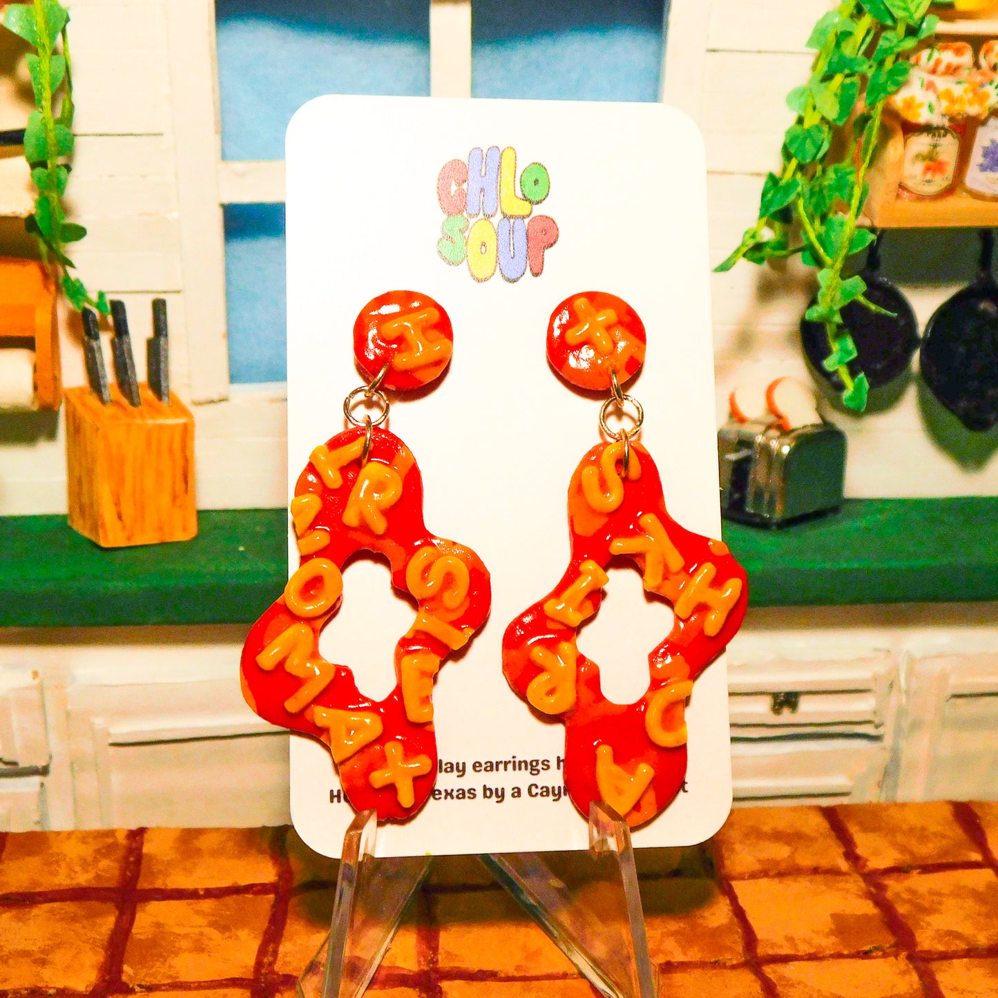 Asymmetrical Squiggle Alphabet Soup Slab Earrings
