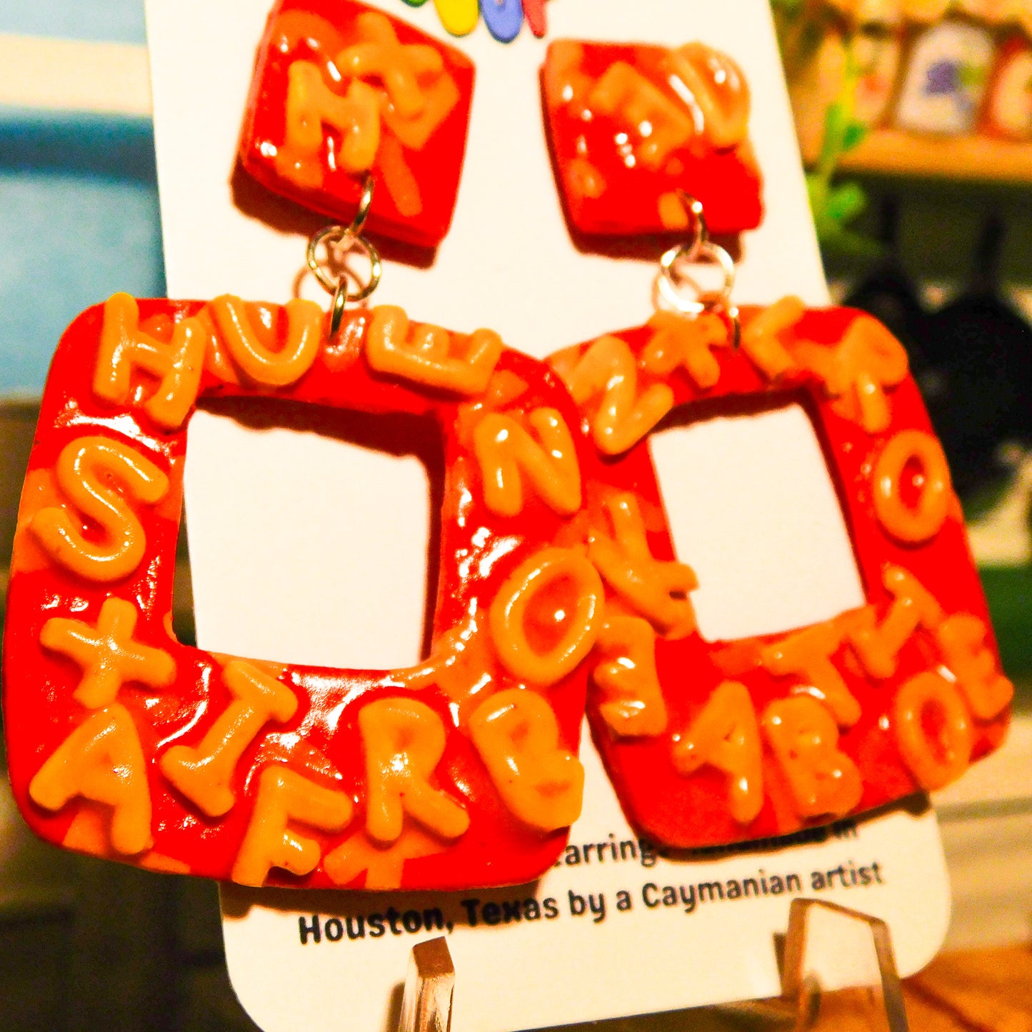 Square Alphabet Soup Slab Earrings