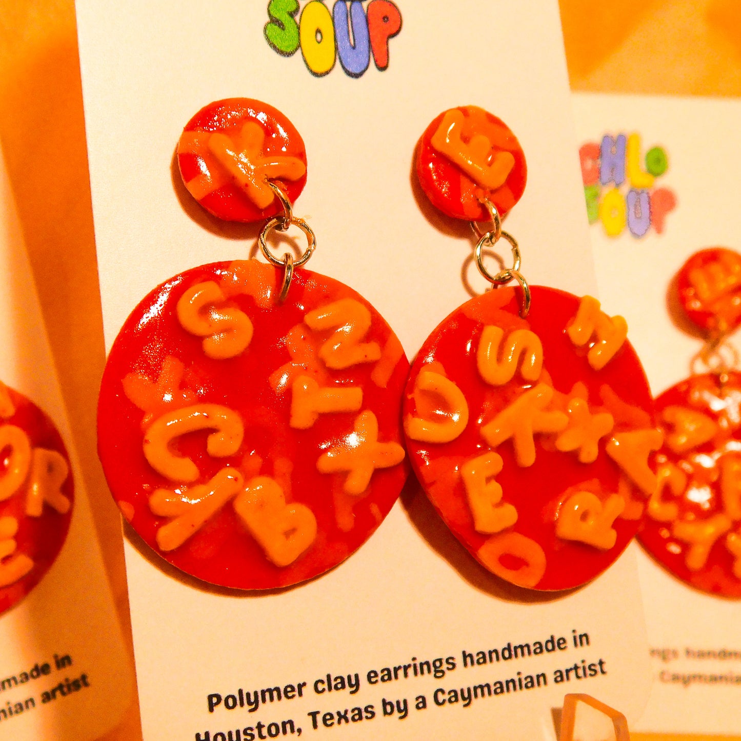 Round Alphabet Soup Slab Earrings