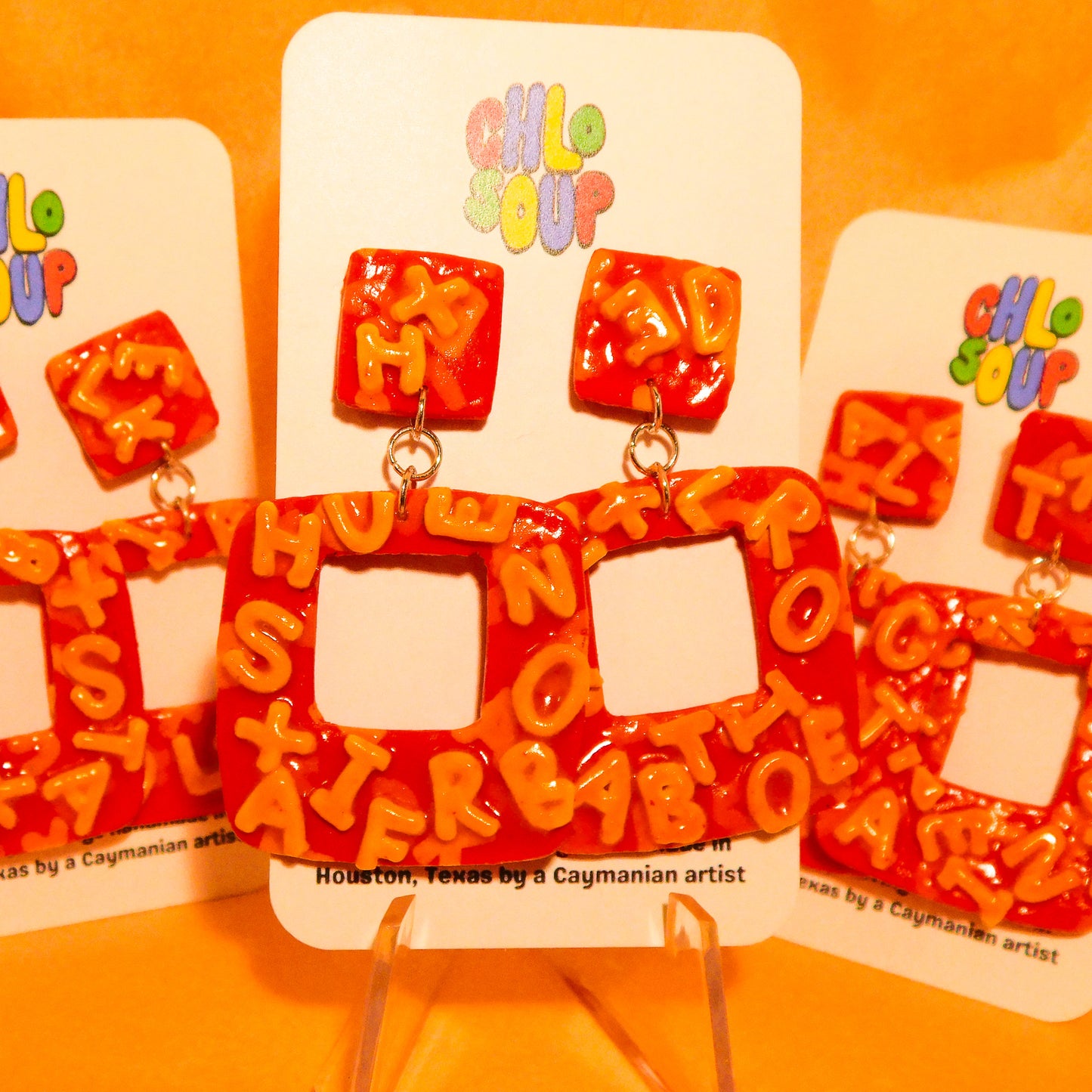 Square Alphabet Soup Slab Earrings