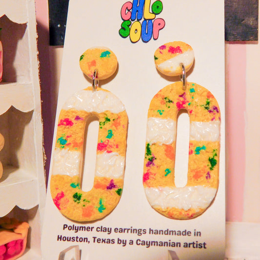 Pill-Shaped Birthday Cake Slab Earrings