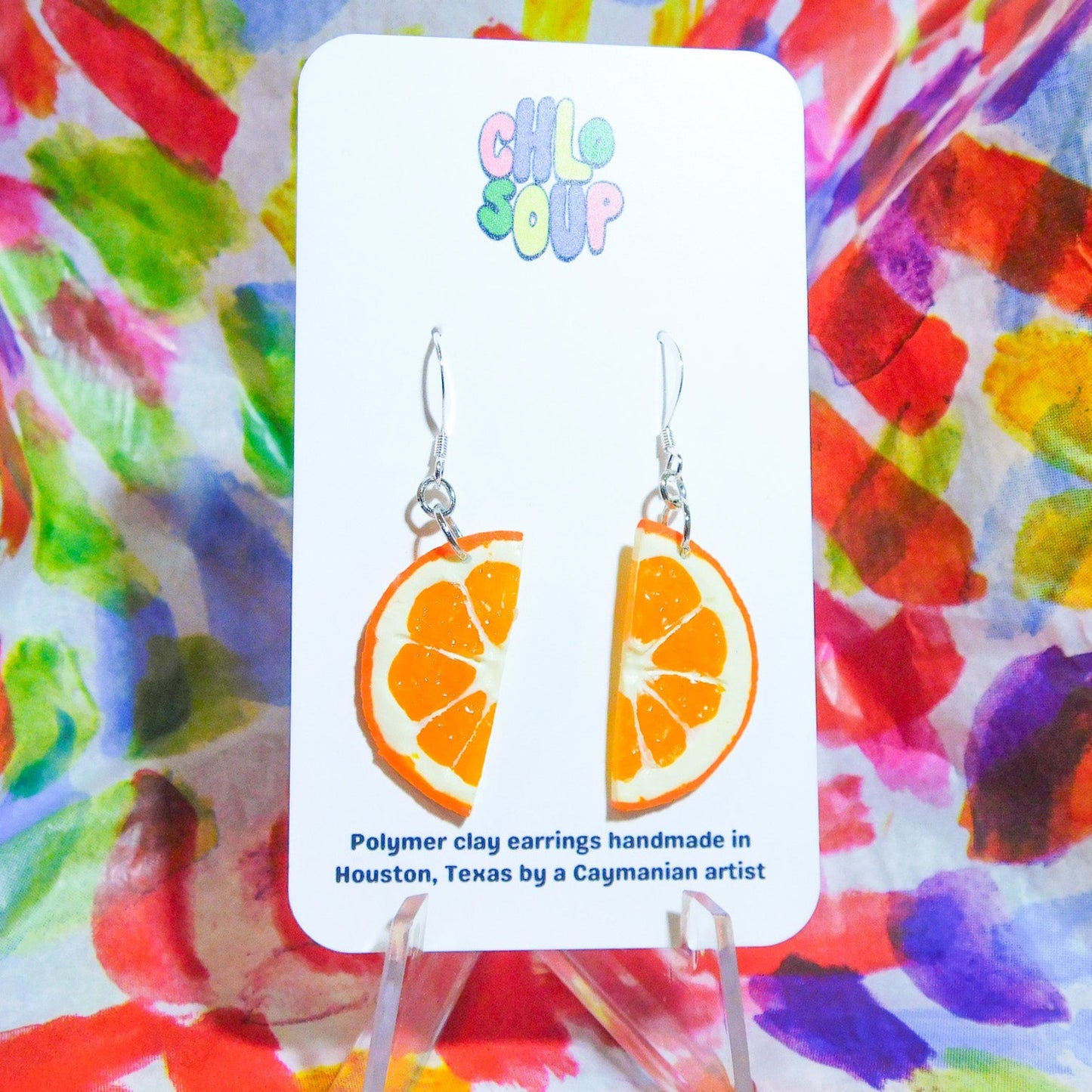 Orange Half Slice Earrings