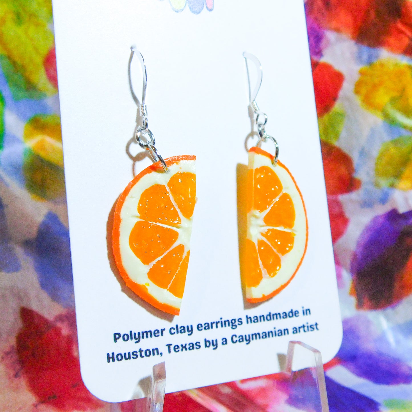 Orange Half Slice Earrings