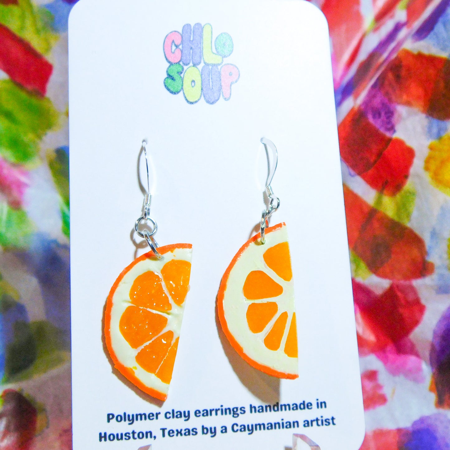Orange Half Slice Earrings