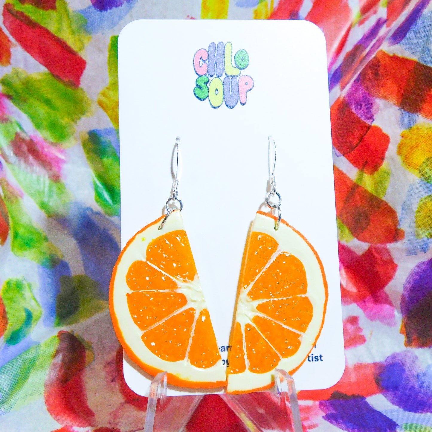 Orange Half Slice Earrings
