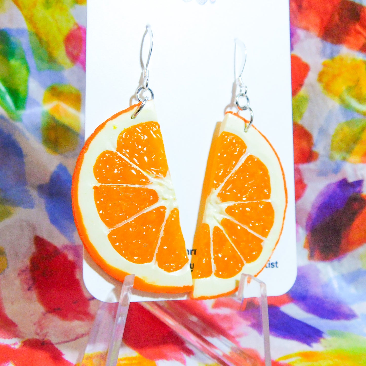 Orange Half Slice Earrings