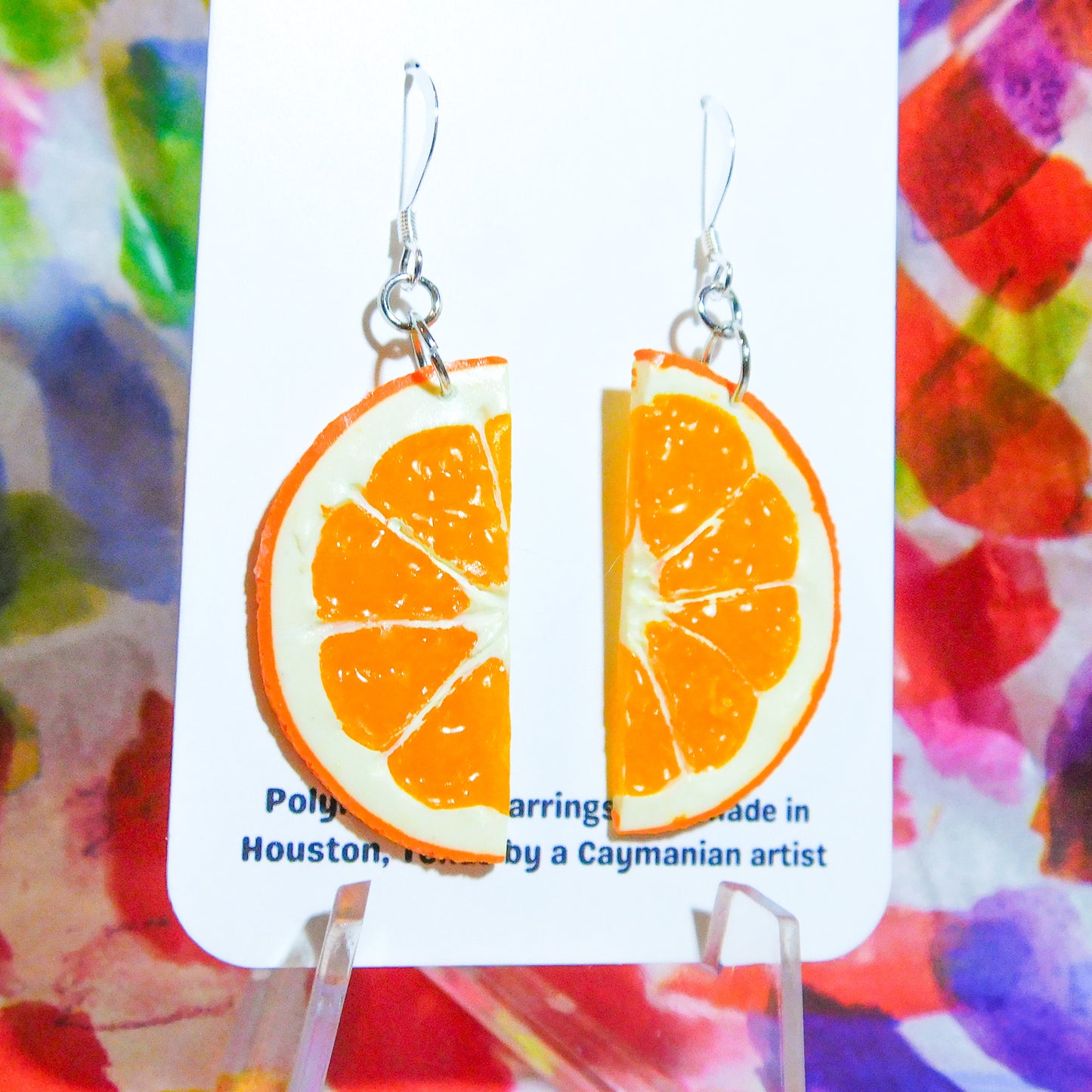 Orange Half Slice Earrings