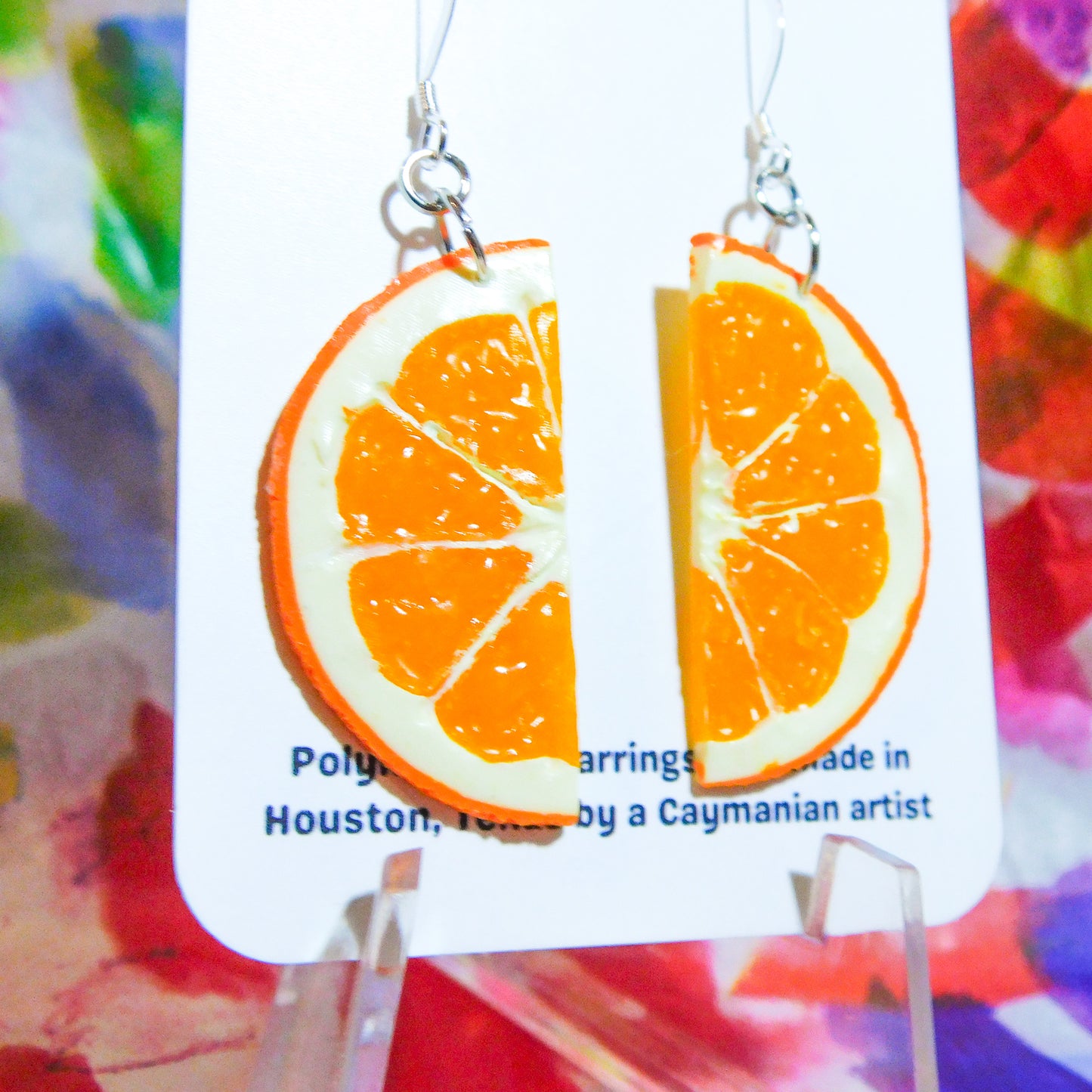 Orange Half Slice Earrings