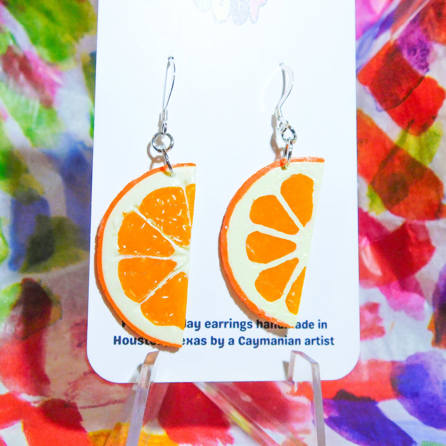 Orange Half Slice Earrings