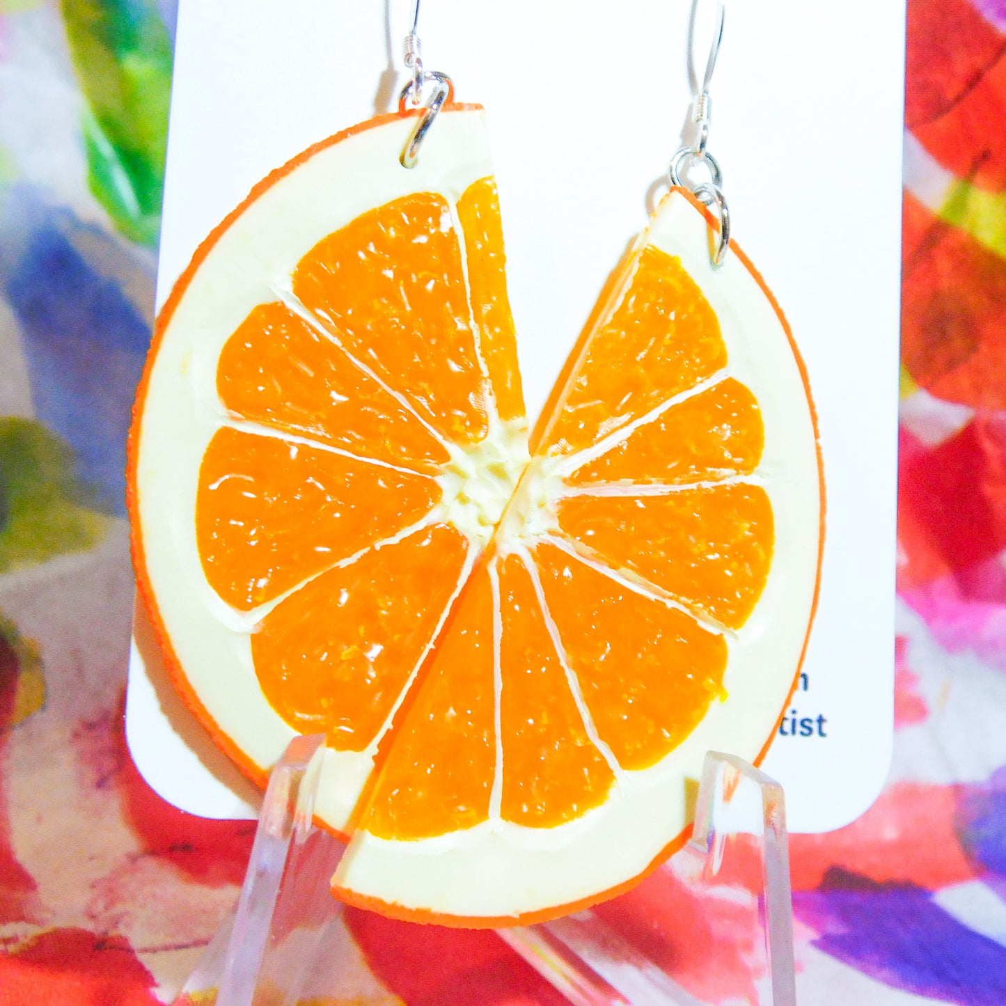 Orange Half Slice Earrings