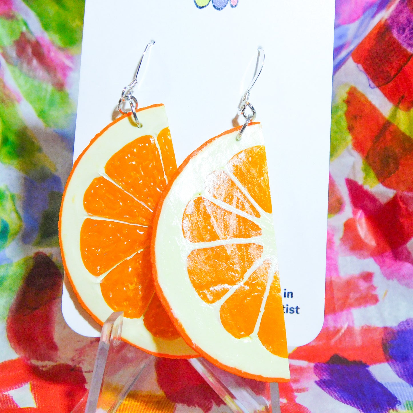 Orange Half Slice Earrings