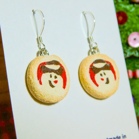 Mini Snowman Pillsbury Inspired Sugar Cookie Earrings