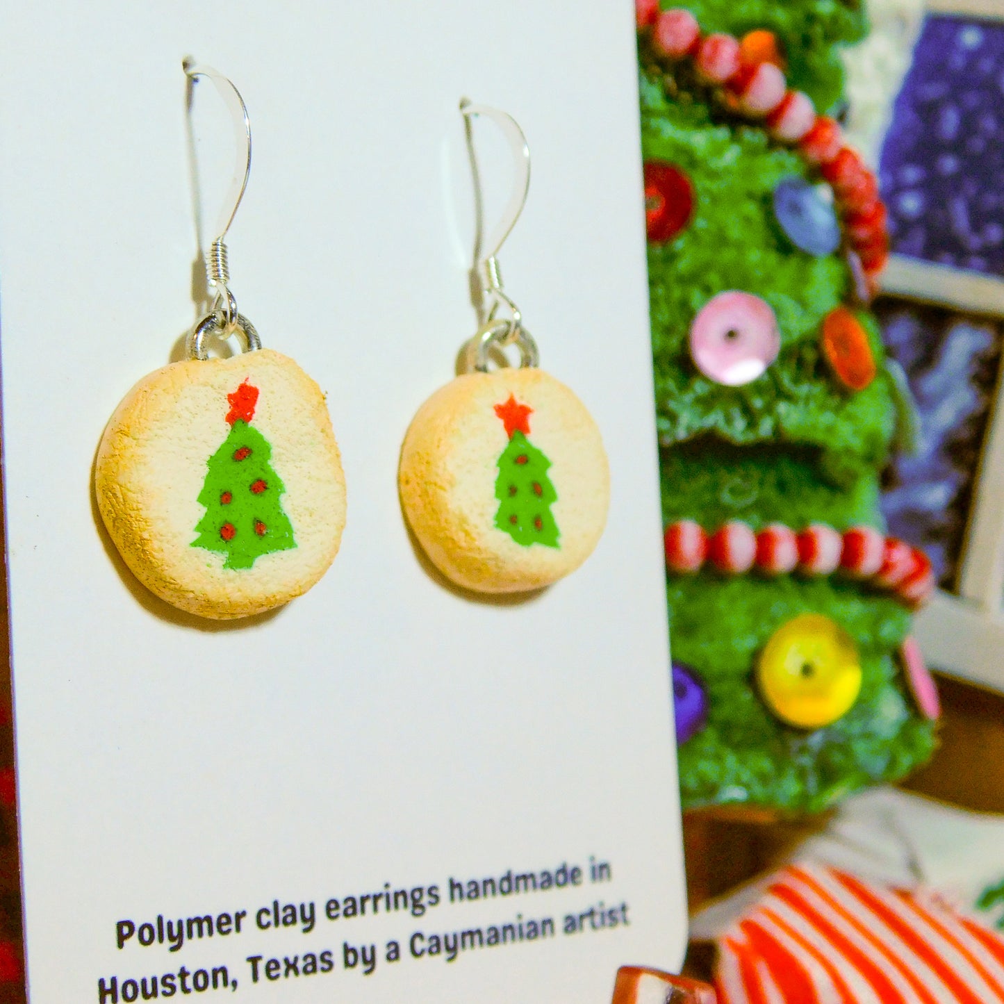 Mini Pillsbury Inspired Christmas Tree Sugar Cookie Earrings