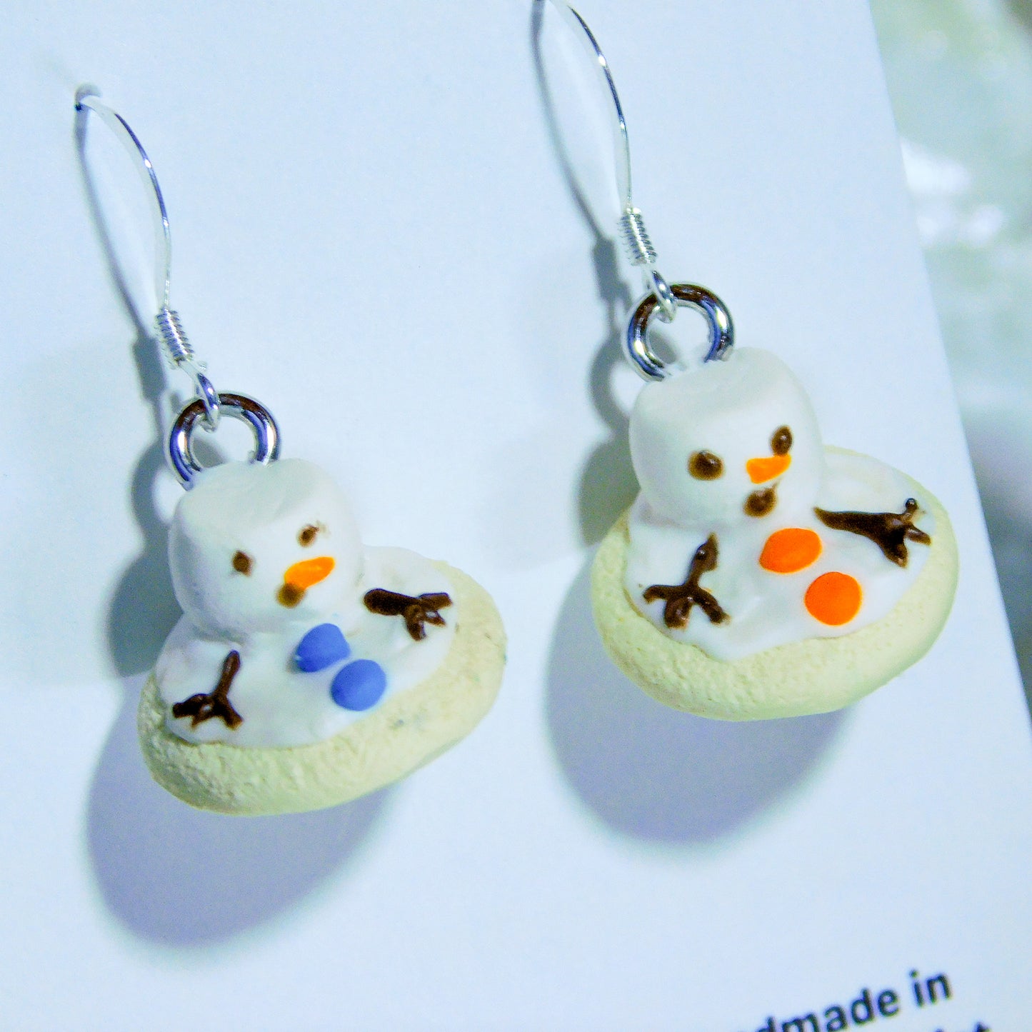 Melted Snowman Cookie Earrings