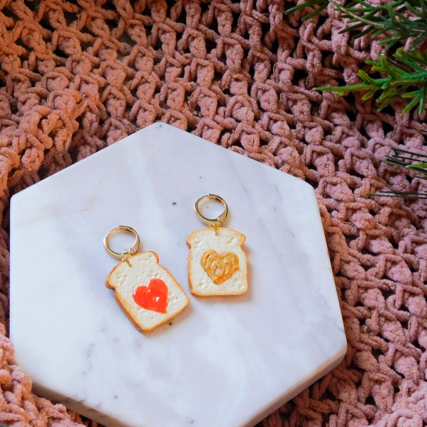 Heart Peanut Butter and Jelly Earrings