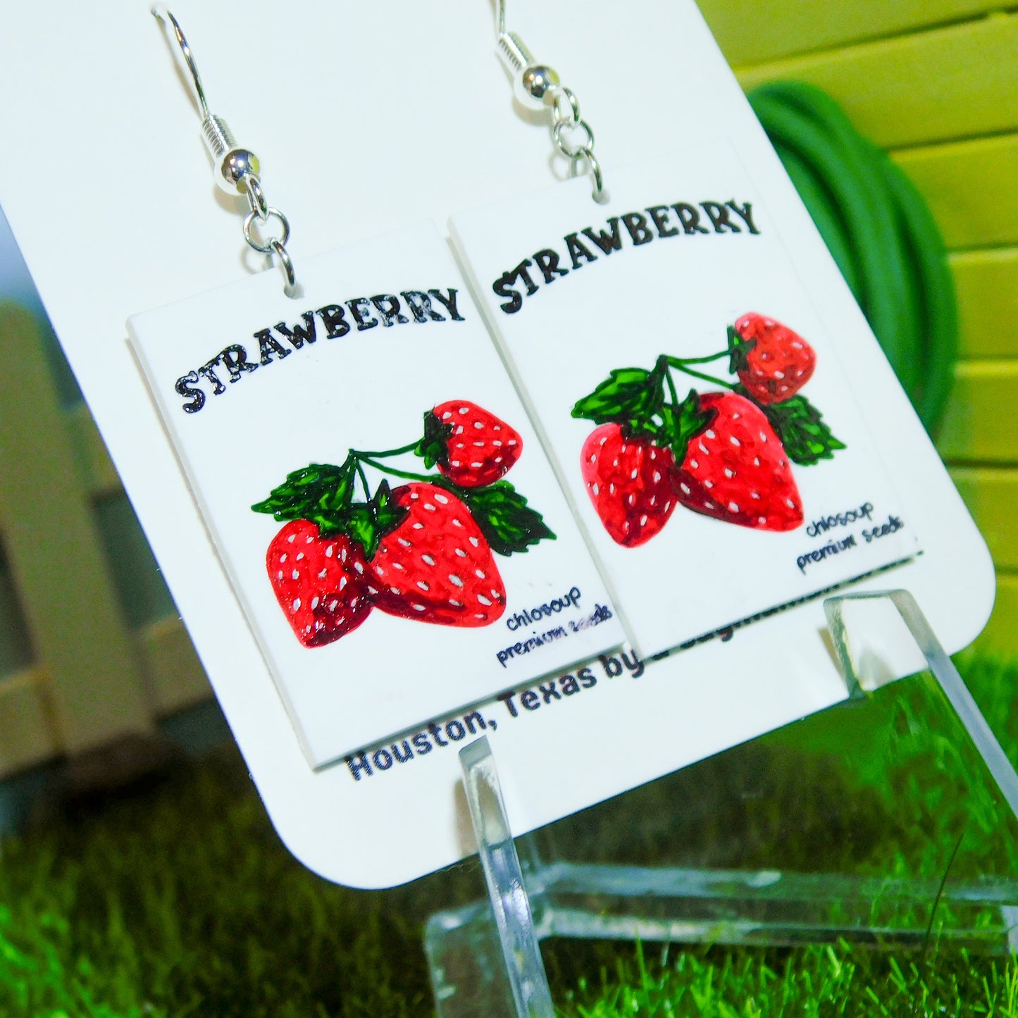 Strawberry Seed Packet Earrings