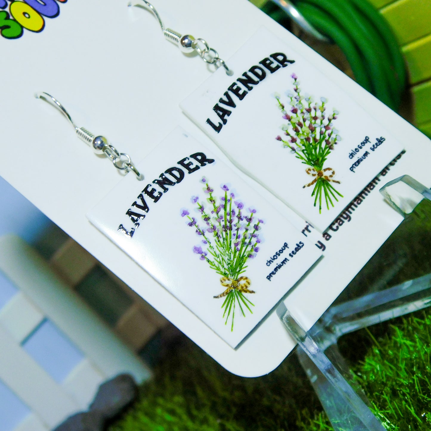 Lavender Seed Packet Earrings