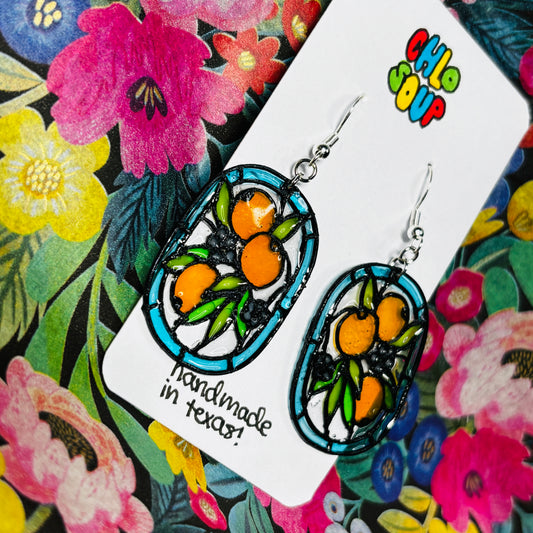 Stained 'Glass' Earrings - Orange