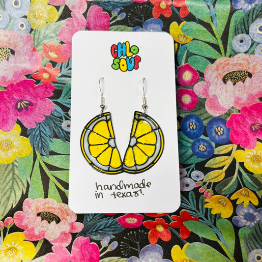 Stained 'Glass' Earrings - Lemon Slice