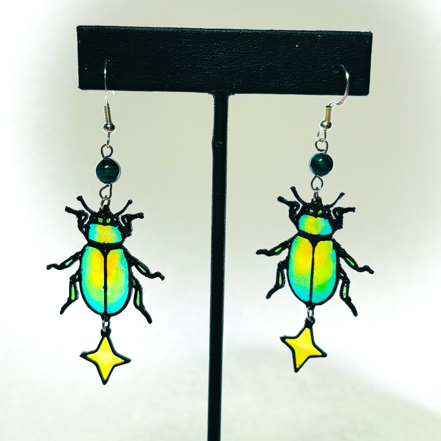 Stained 'Glass' Earrings - Beetles