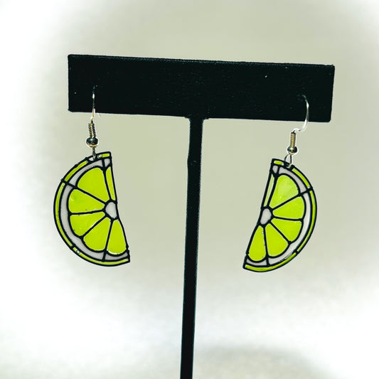 Stained 'Glass' Earrings - Lime Slice