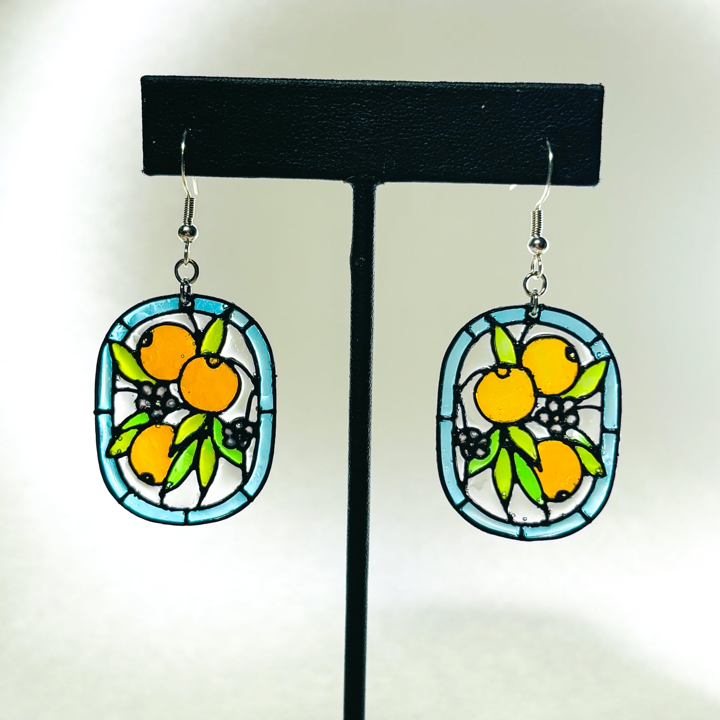 Stained 'Glass' Earrings - Orange