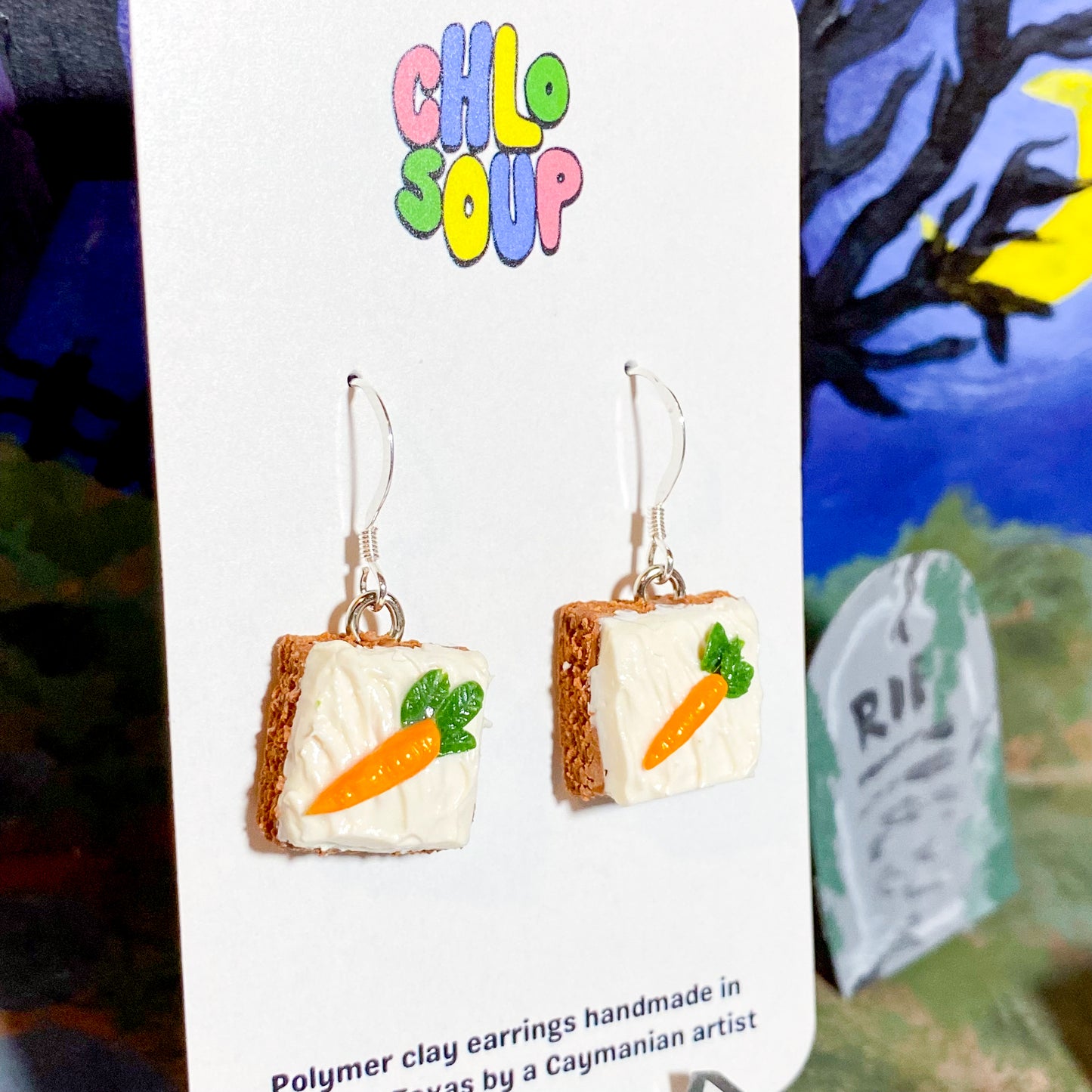 Square Carrot Cake Slice Earrings