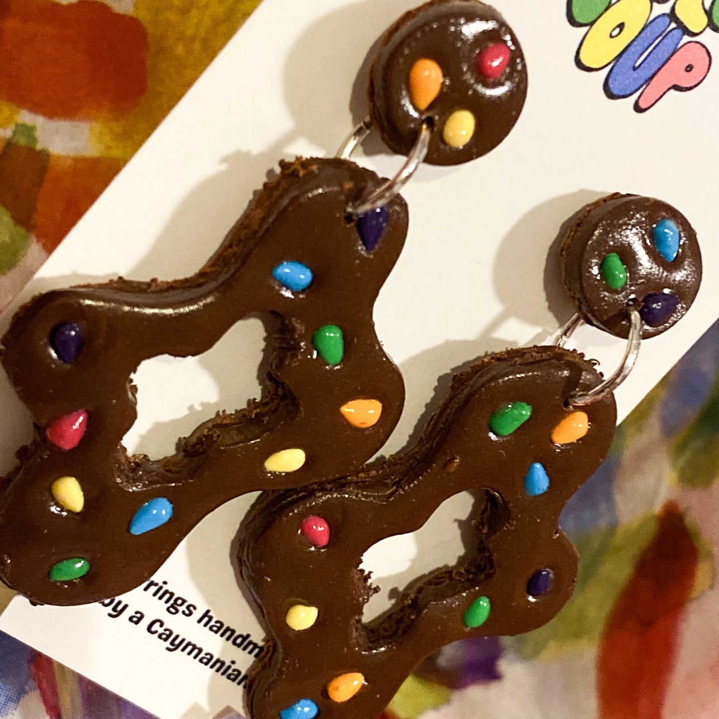 Squiggle Cosmic Brownie Slab Earrings