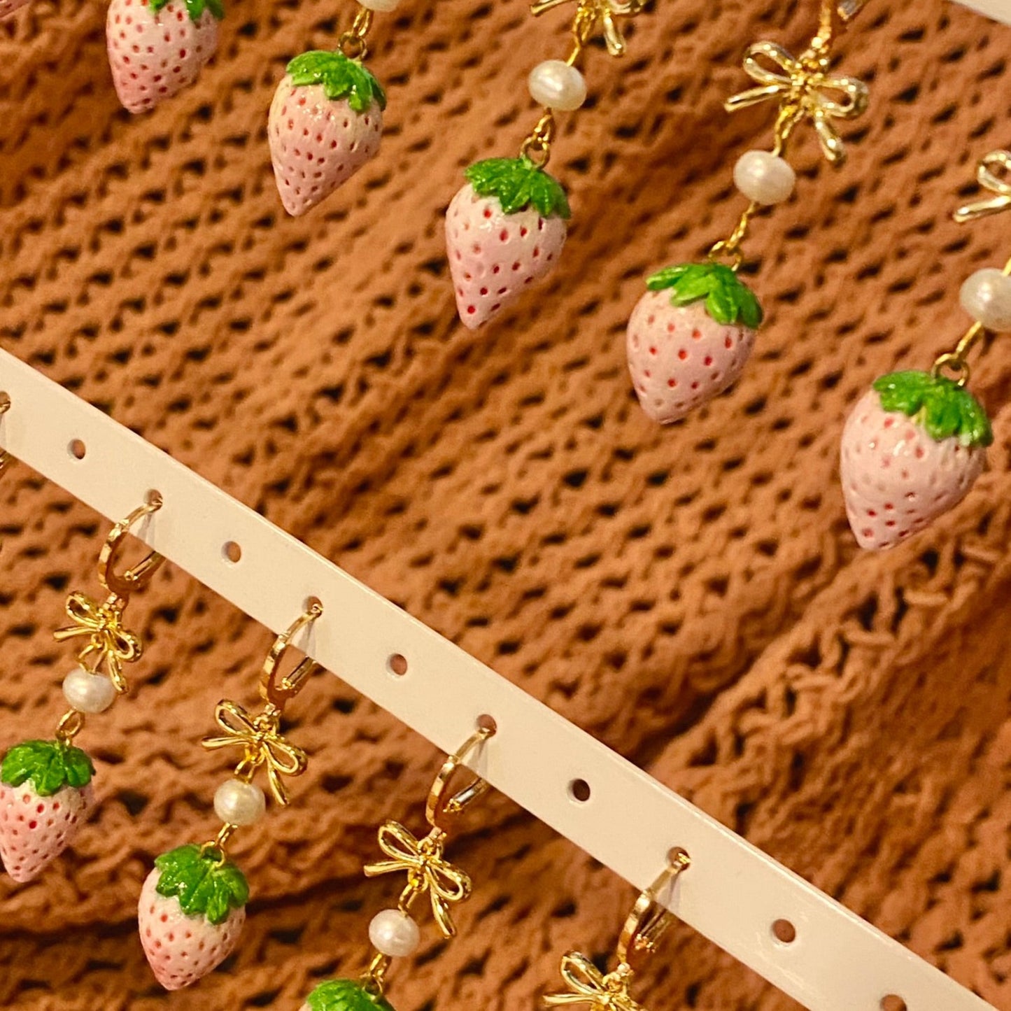 White Strawberry Pearl Earrings