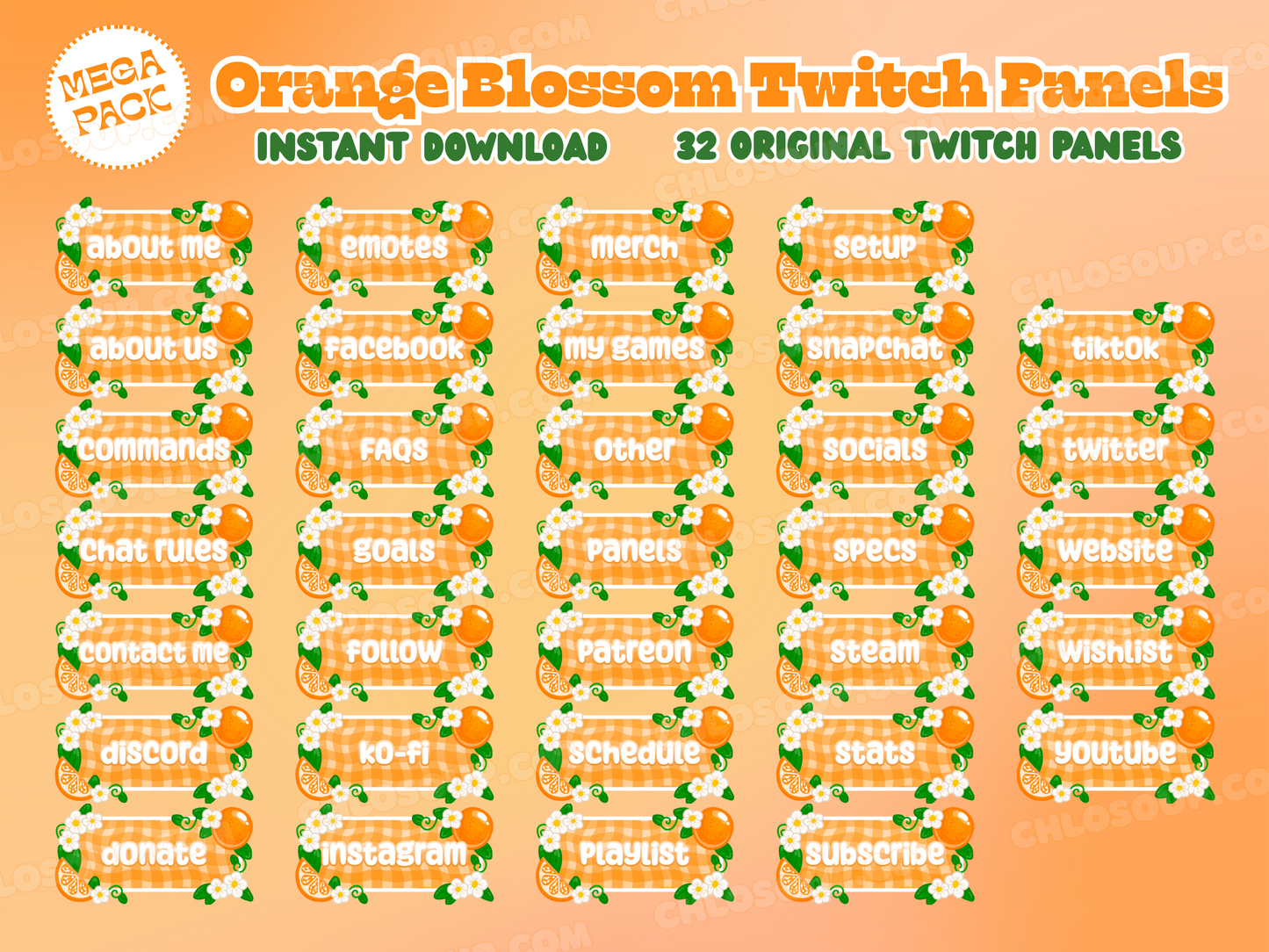 Orange Blossom Twitch Panels