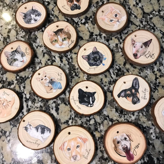 Wood Ornament Pet Portrait