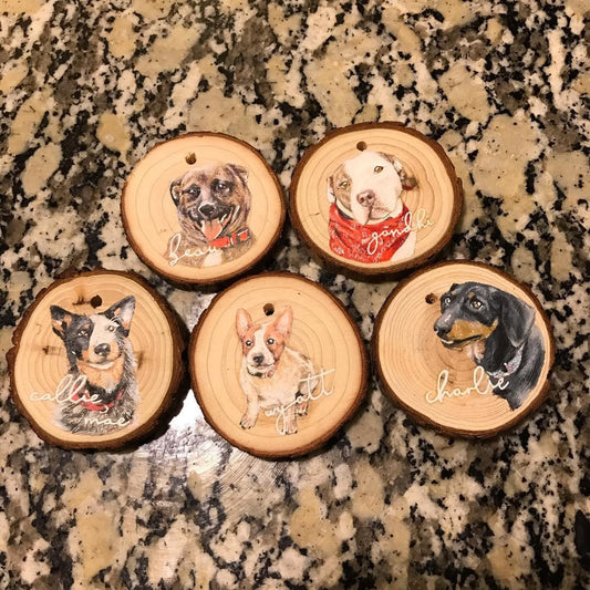 Wood Ornament Pet Portrait