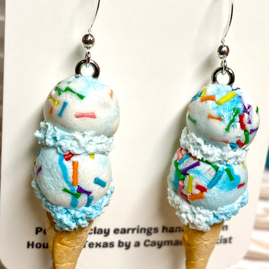 Double Scoop Birthday Cake Ice Cream Earrings
