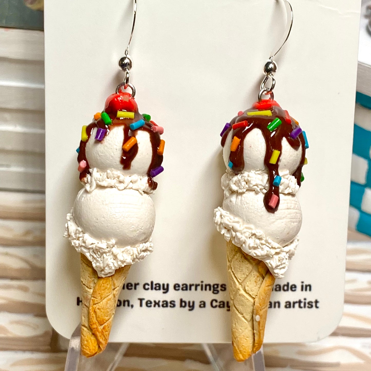 Double Scoop Traditional Sprinkle Ice Cream Earrings