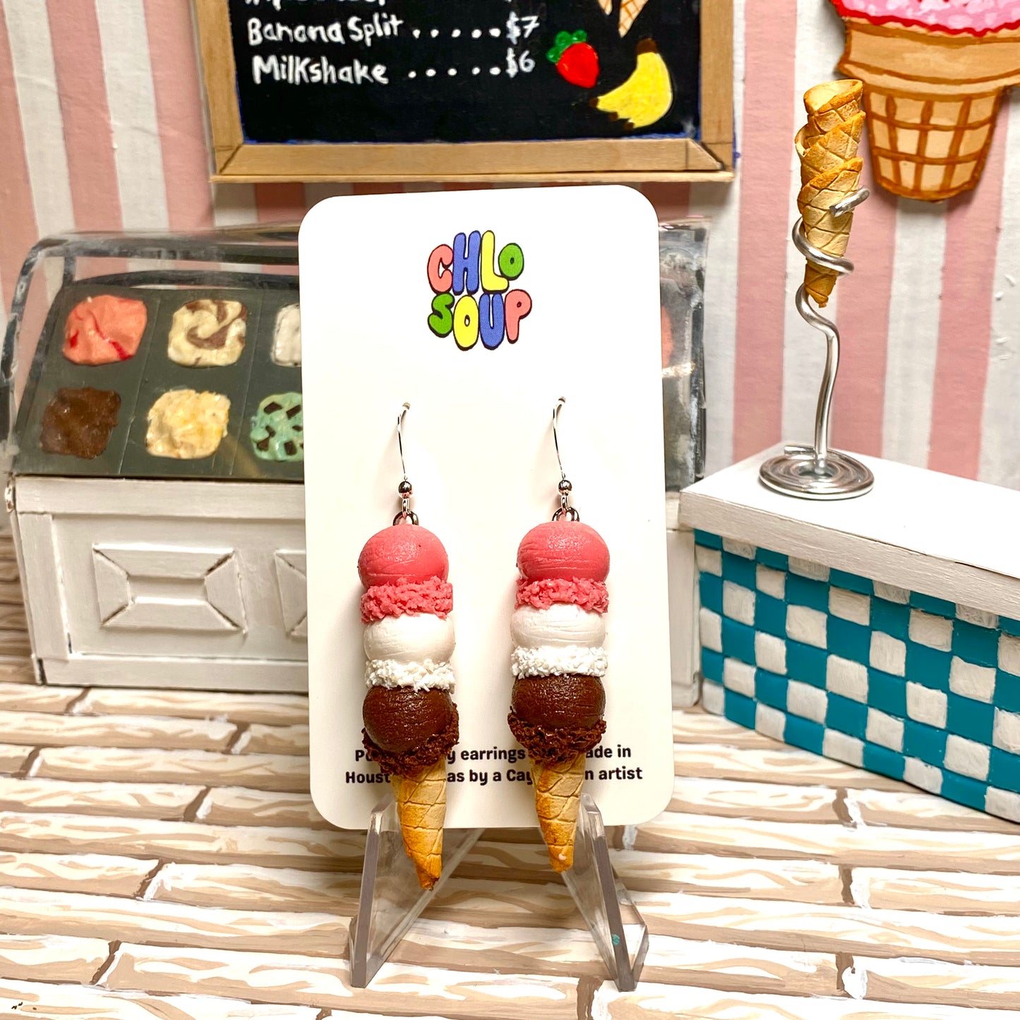 Neapolitan Ice Cream Earrings